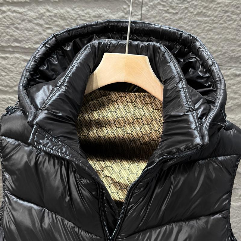 Ärmellose Winterparkas für Herren, Oberteile mit Kapuze, Übergröße, lässige dicke warme schwarze Weste für Herren-Oberbekleidung