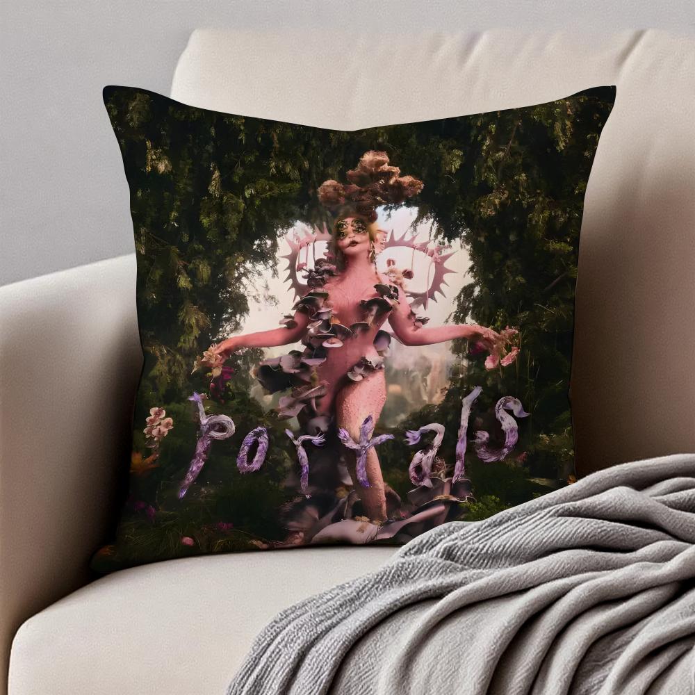 Singer MMelanie Martinez Cushion Cover Pillowcase Antidustmite Invisible Zipper Short Plush Sofa Cushion