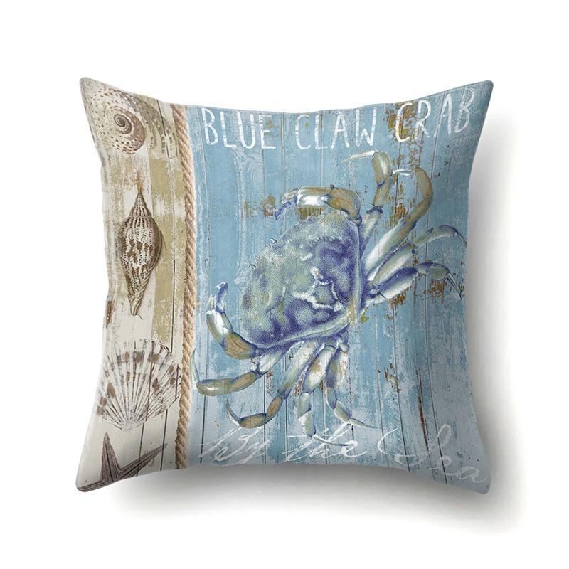 Blue Ocean Seaweed Polyester Pillow Case Car Decoration Home Print Pillow Bedside Sofa Waist Cushion Cover