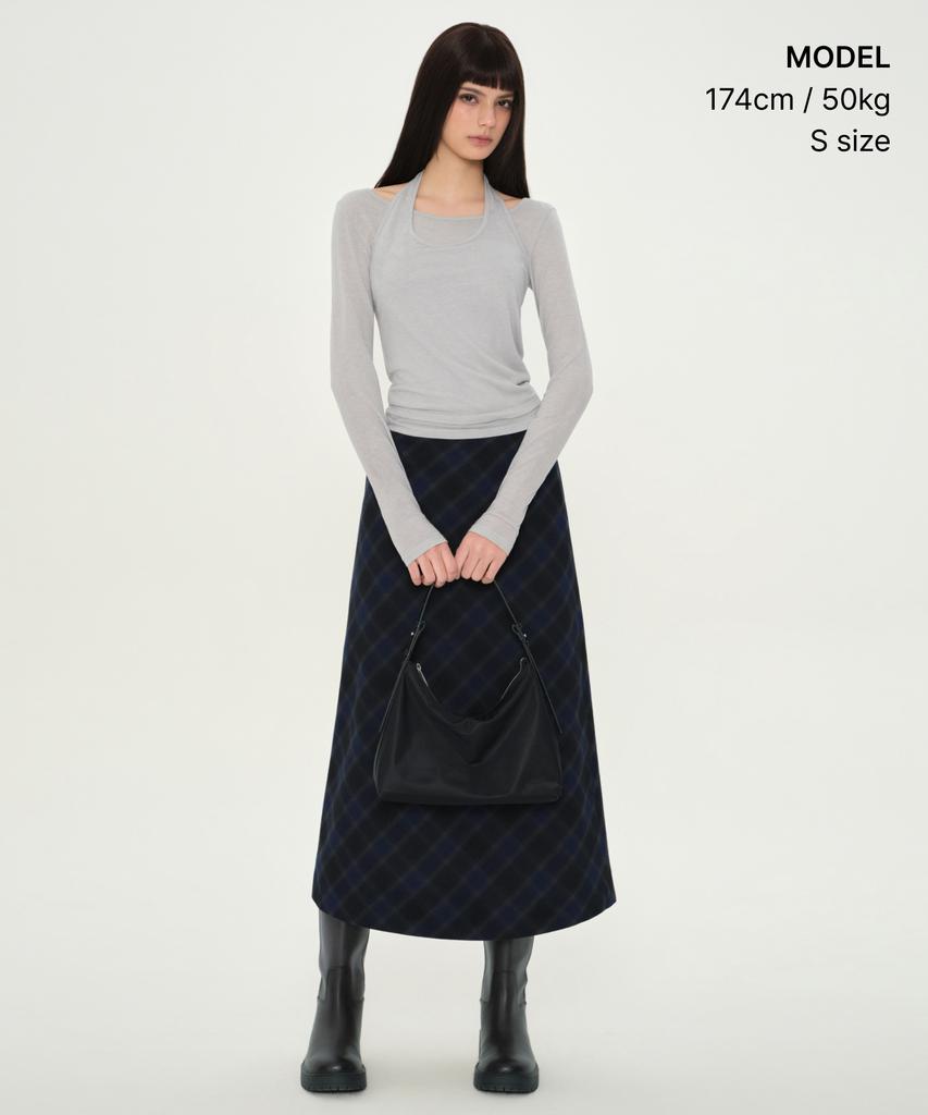 Musinsa Standard Woman Women'S Ombre Check Maxi Skirt [Navy]