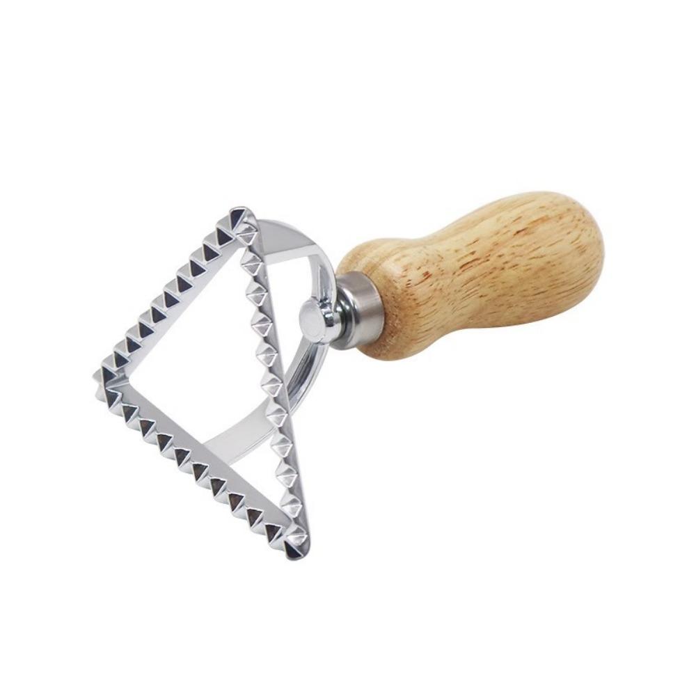 Wooden Handle Cookie Stamps Square/Round/Heart/Star Dough Wheel Cutter  Home Kitchen Use