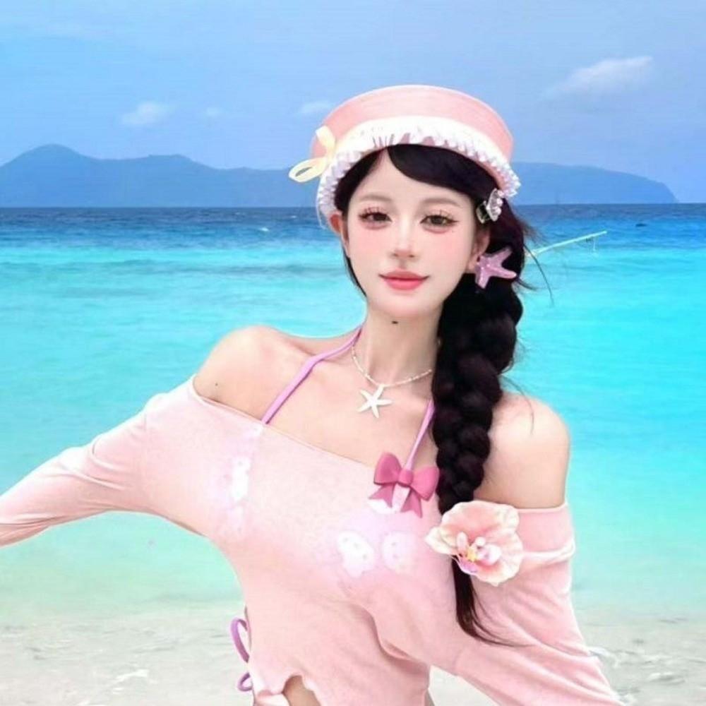 Ruffle Sailor Hat Dome Navy Cap Retro JK Bow Beret  Travel
