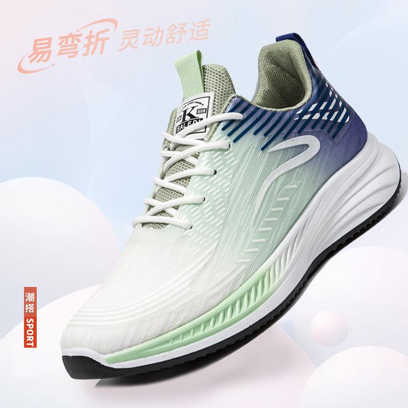 

Men s shoes summer breathable 2024 new mesh sports shoes fashion color matching comfortable thin youth casual running 44 зелений