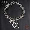 Unregelmäßiger Pentagramm-Legierungsanhänger, einfache kleine frische Stern-Damenpulloverkette