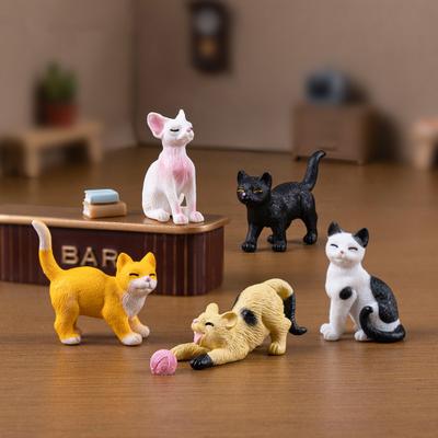 6 szt./zestaw Ozdoba dla kociaka Uzdrowienie Redukcja Stresu Partner Mini Rozmiar Statuetka Kota Projekt Symulacyjny Koci Dodatek na Biurko