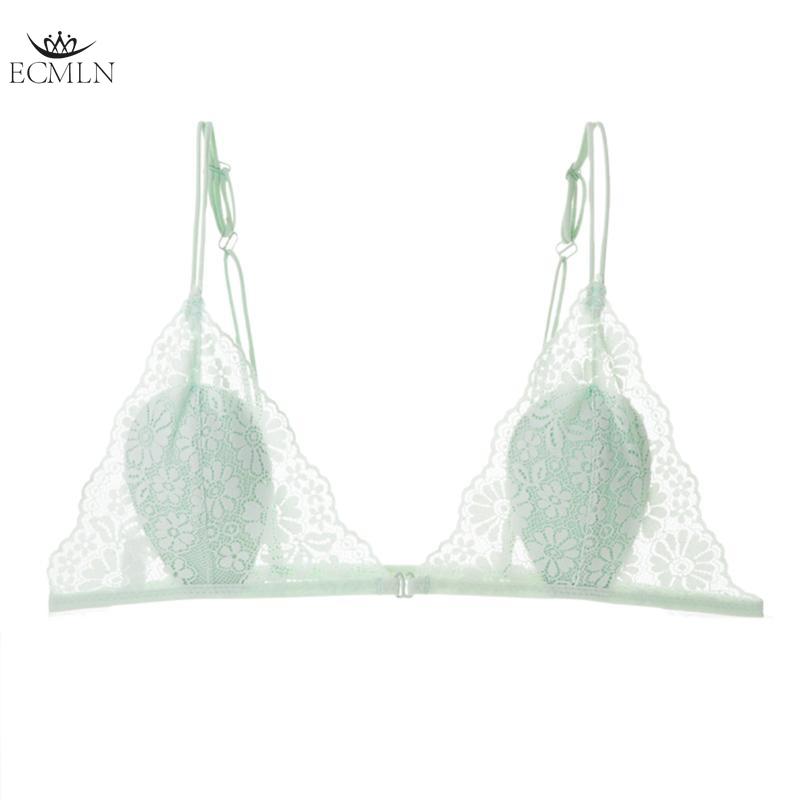 

Прозрачный бюстгальтер кружевной сексуальный соблазнительный нижнее белье женский ультратонкий пуш-ап бюстгальтер беспроводной бралетт нижнее белье M зелёный