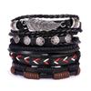 Vintage Multilayer Braided Leather Bracelet For Men Star Leaf Owl Handmade Rope Wrap Bangle Male Gift Jewelry