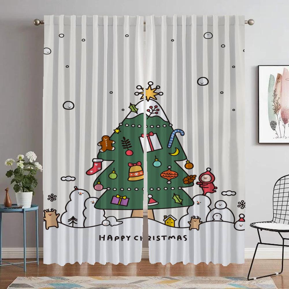 Kitchen Curtains Child Room Christmas Blackout Curtain for Room 2 Panel Shades Partition Halloween Decoration Tulle for Bedroom