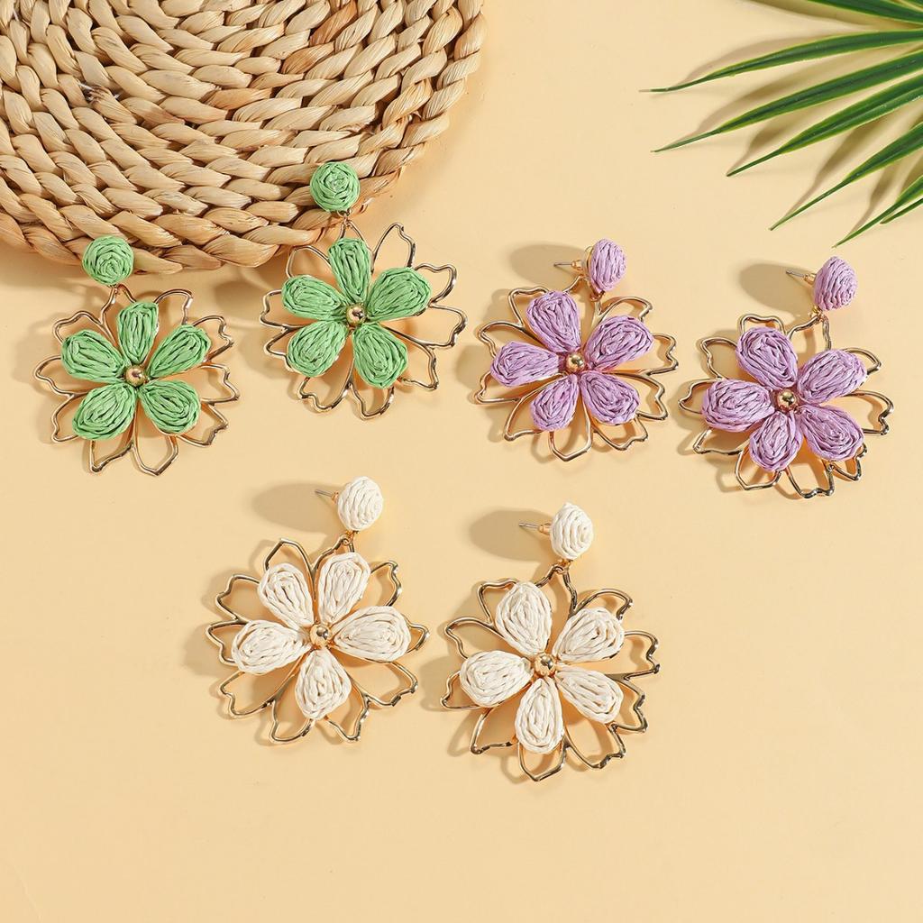 Weaving Flower Earrings For Women, Niche Flower Petals Bohemian Vacation Style Jewelry Gift