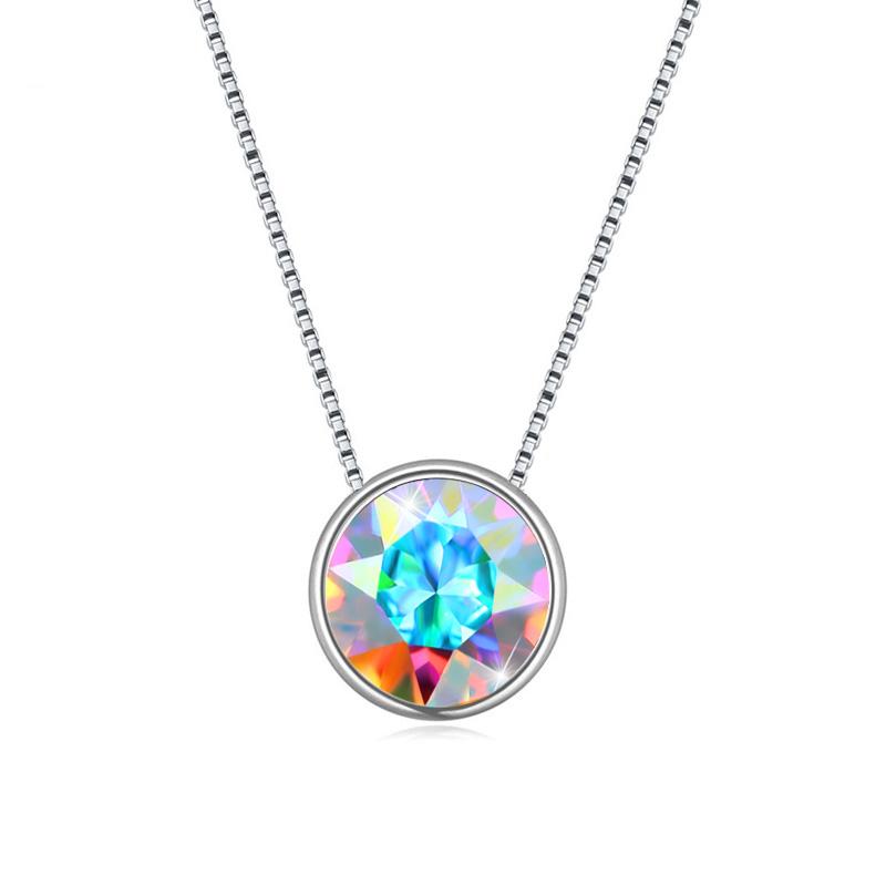 Original Crystals from Austria Mini Round Beads Pendant Necklace Silver Color Choker for Women Girls Party Daily Jewelry 8MM
