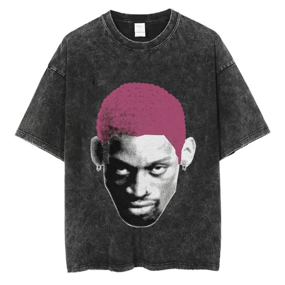 Dennis Rodman Basketbalové Grafické Tričko Pánské Vintage Prané Krátký Rukáv Trička Pánské Pánské Hip Hop Oversized Tričko Streetwear The Worm Tričko