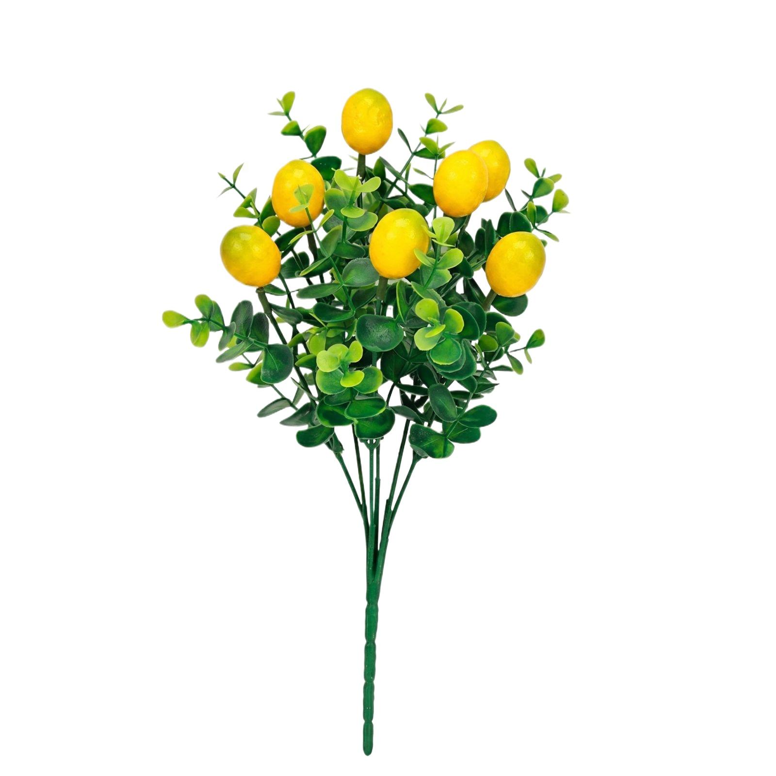 

Artificial Eucalyptus Branch with Seven Lemon Shaped Decorations Realistic Faux Greenery Plant for Home Office Decor One Size