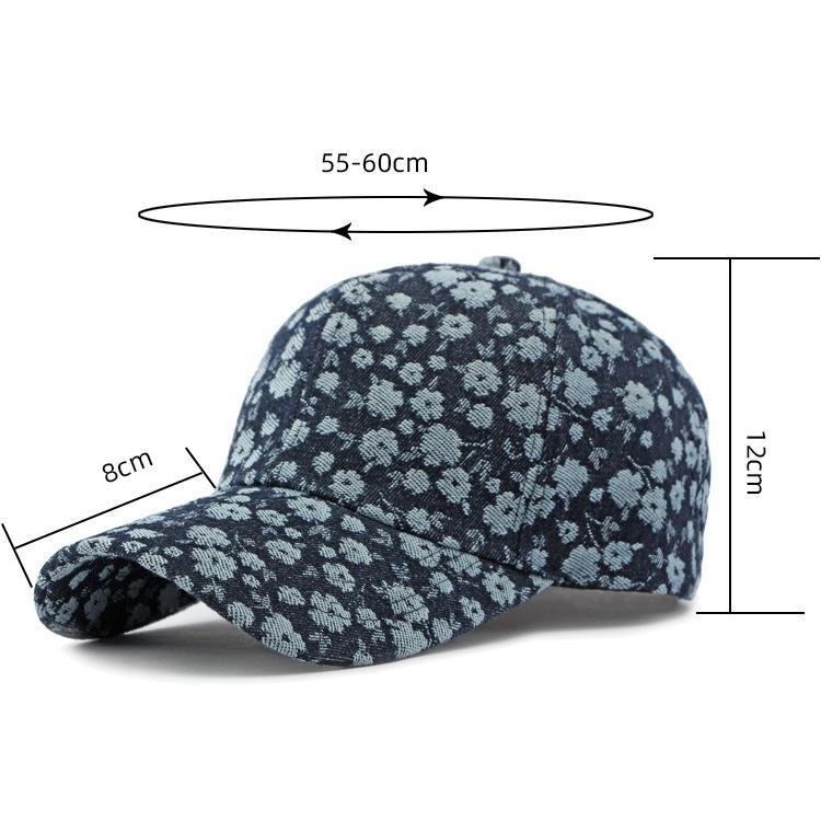 Denim Hat Female Floral Hard Top Baseball Cap