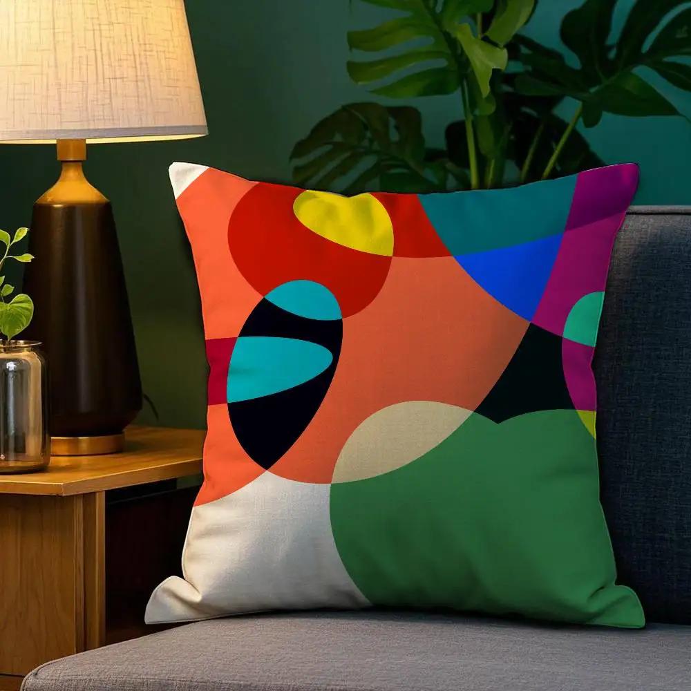 Home Decor Colorful Abstract Geometric Pattern Pillow Cover Pattern Cushion Cover Suitable for Sofa Bedroom Car Pillow Cover