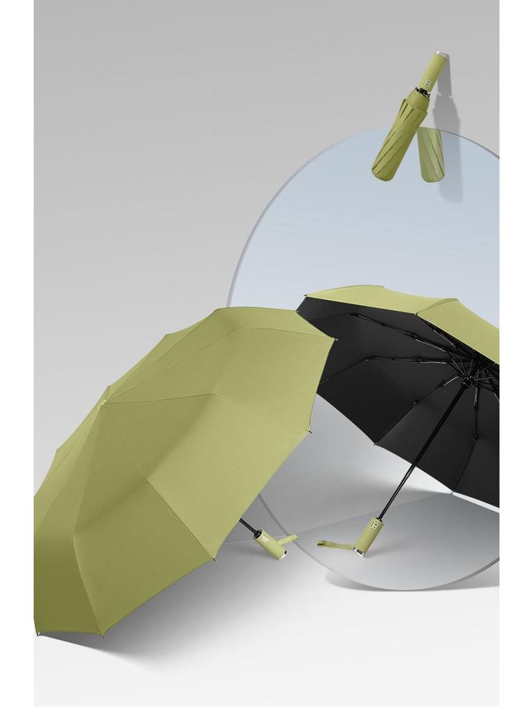 Windproof Black Glue Automatic 10-Rib Folding Umbrella - Sun Protection & Sunshade