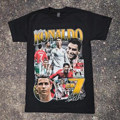 Cristiano Ronaldo Μπλουζάκι με Γραφικό Ποδοσφαίρου Ευρωπαϊκό και Αμερικάνικο Καλοκαίρι Νέο Ανδρικό και Γυναικείο Τοπ από Αγνό Βαμβάκι