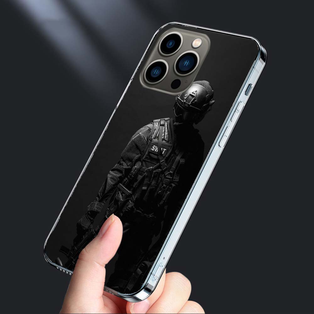 Police FBI Phone Case For Iphone 16E 15 Pro 14 Plus 17E 16 17 Pro Max Air 11 12 13 Mini Shockproof Capa Cute Cover TPU Clear