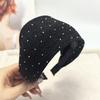 Jarní/Letní Černá Síťovaná Čelenka pro Ženy Extra Široká Vlasová Čelenka Křížový Design Elegantní a Módní Vlasové Pásky Lesklá Kostka