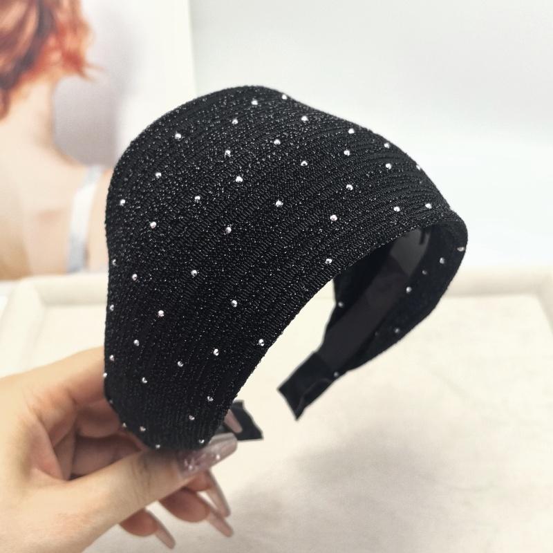 

Весенне-летняя черная сетчатая повязка на голову для женщин, очень широкая повязка для волос, дизайн крест-накрест, элегантные и модные резинки для волос, блестящая клетка