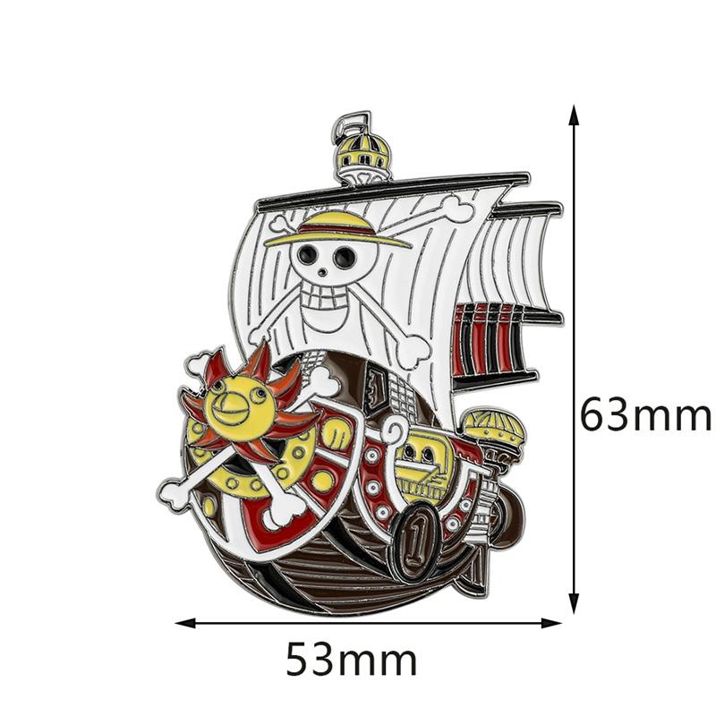 Cartoon One Piece Pirate Ship Brooch Anime Metal Enamel Pins Clothing Bag Lapel Badge Jewelry Gift for Fans Friends Accessories