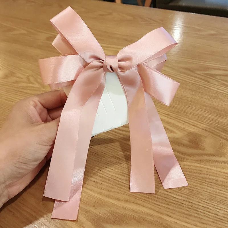 Fashion Korean BowKnot Hair Ties Scrunchies Women Girls Elastic Hair Bands Band Long Ribbon Bow Ponytail Accessories