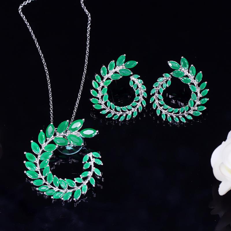 Earrings Pendant Set Chain, Temperament Celebrity Branch Zircon Necklace Earring Set