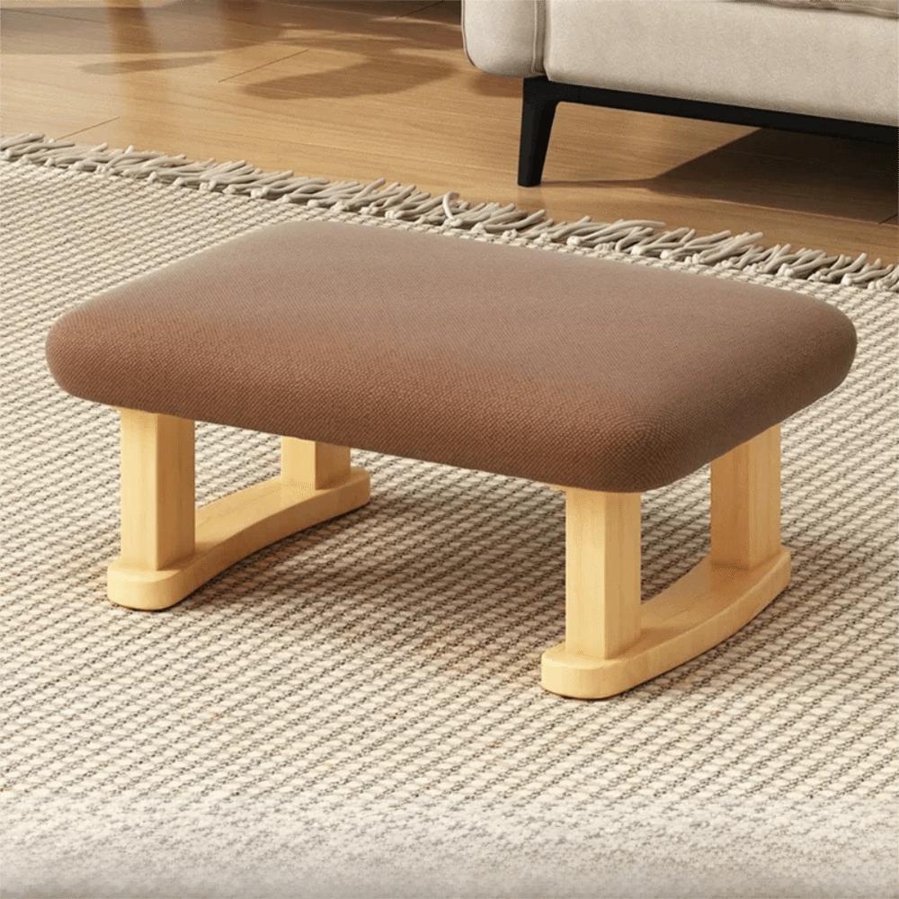 Smooth Solid Wood Foot Stool Rounded Edges Burr-Free Edges Shoe Changing Bench Anti-Slip Pads Compact Size Wooden Stool