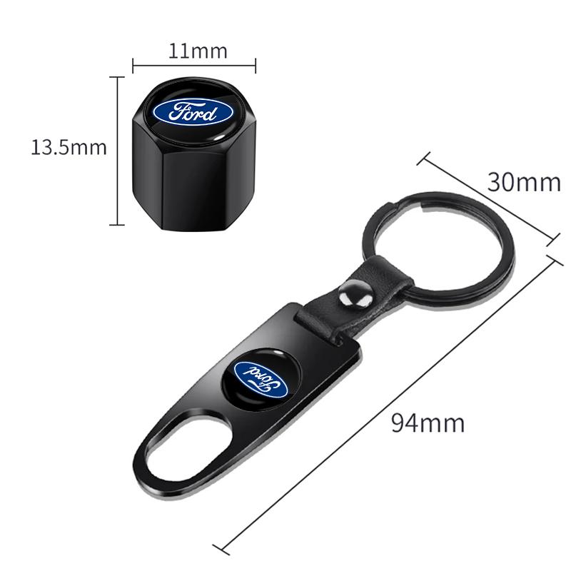 Car Styling Keychain Key Ring with Auto Tire Valve Caps For Ford Escape Kuga Mondeo Ecosport Fiesta Focus 2 3 MK1 MK2 Fusion gzcp67