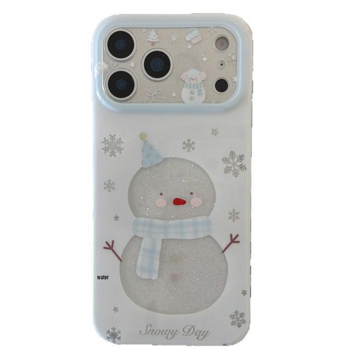 Winter Glitter Snowflake Snowman iPhone Case for 17, 16 Pro Max, 15, 14