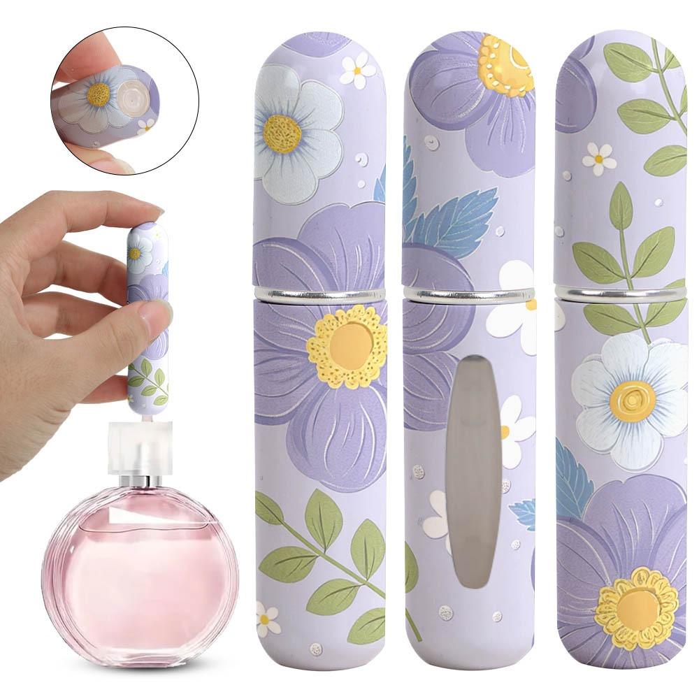 Portable 5ml Mini Perfume Bottle Refillable Essential Oil Alcohol Spray Rotating Bottle Empty Cosmetic Containers