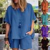 2 Teile/satz Pullover Damen Anzug O Neck Plus Größe Reine Farbe Top Shorts Anzug Frauen Zubehör