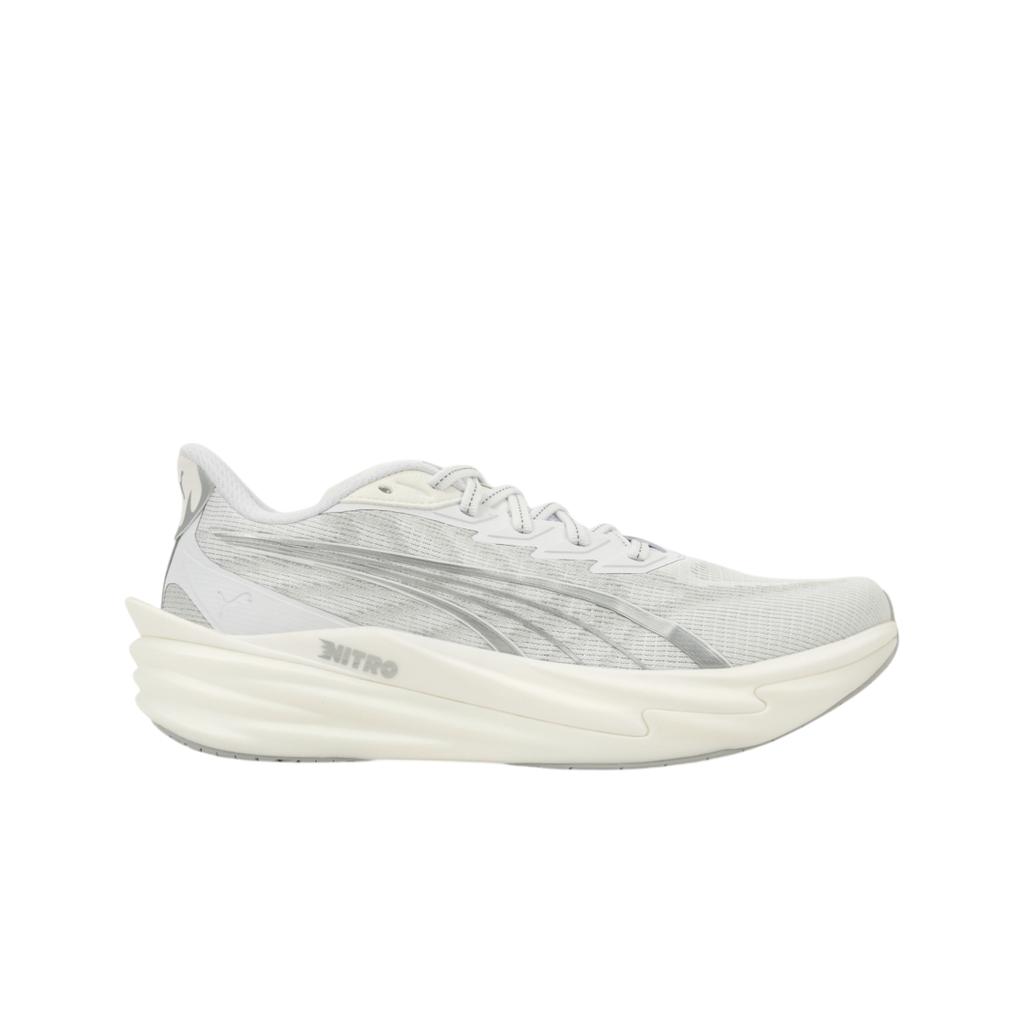 Puma Deviate Nitro 4 2E Largo Confortável Respirável Leve Tênis de Corrida Masculino Tênis Branco 312123-02