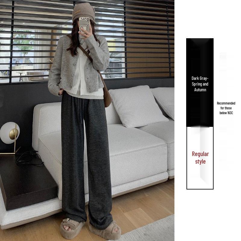 

Spring & Autumn Women s Loose High-Waisted Knitted Pants - Casual Wide-Leg & Narrow Straight-Leg Styles Large