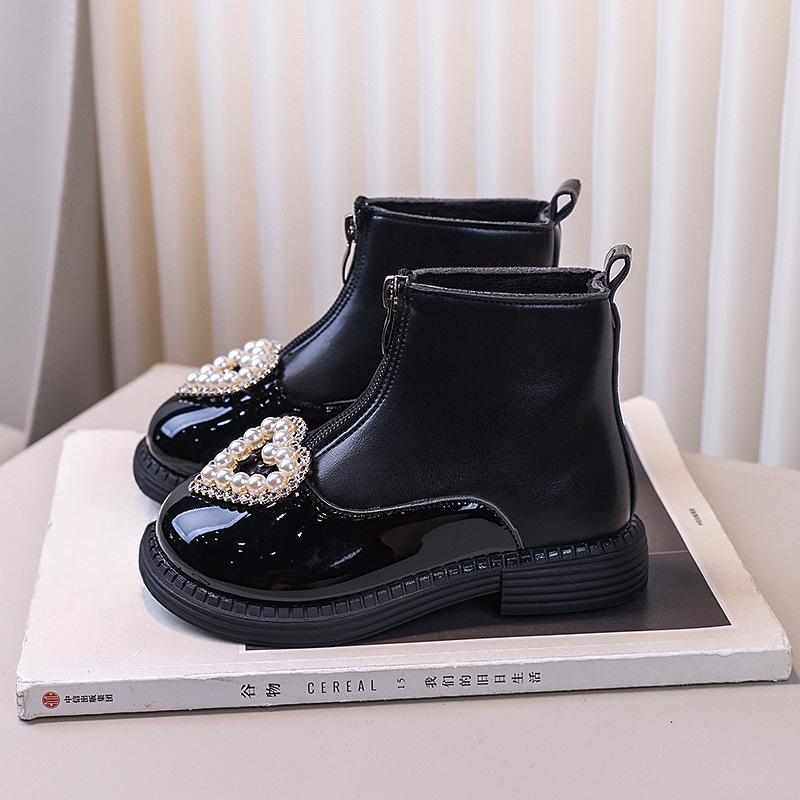 Ghete de piele pentru fete Toamnă și iarnă Cizme de modă pentru copii Pantofi de prințesă Talpă moale pentru bebeluși Cizme mici de piele