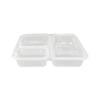 Disposable 3-Compartment Clear Meal Boxes with High Lids