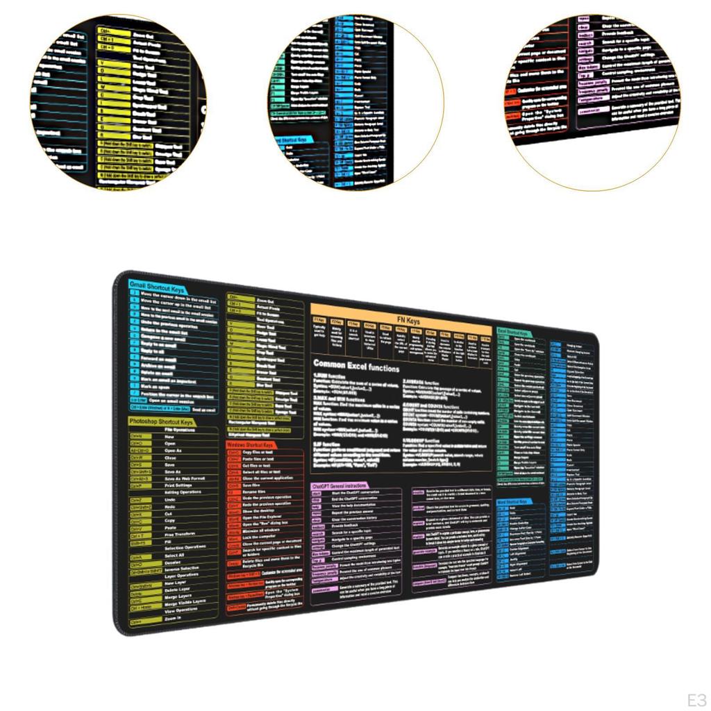 Computer Pad with Excel Shortcuts Keyboard Mat Comfortable Office Desk Accessories