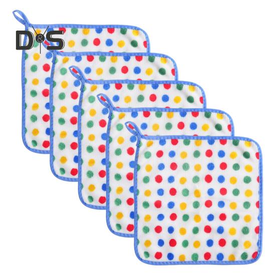 

5 шт. кухонных полотенец Rainbow Dot Coral Velvet Rags Super Soft Absorbing Microfiber Towels Kitchen Drying Hands Tableware S 5pcs