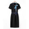 Women's Short-Sleeve Bow-Knot Formal Work Dress