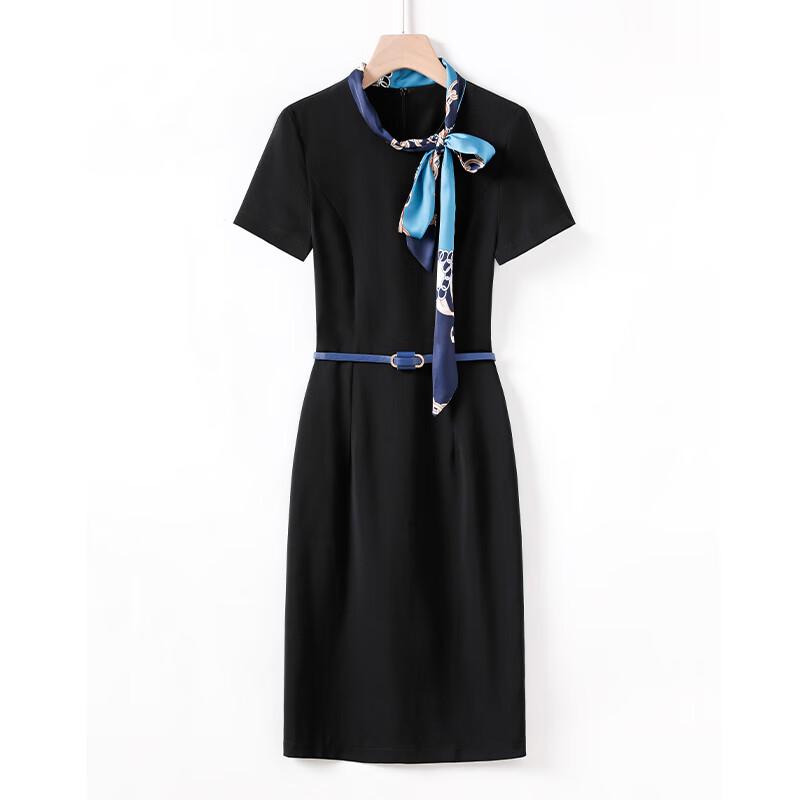 

Women s Short-Sleeve Bow-Knot Formal Work Dress M