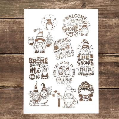 Dekoratívna opakovane použiteľná šablóna trpaslíka veľkosti A4 Maliarske šablóny pre DIY remeslá Scrabooking Maľovanie na drevo, plátno, podlahu, stenu a dlaždice