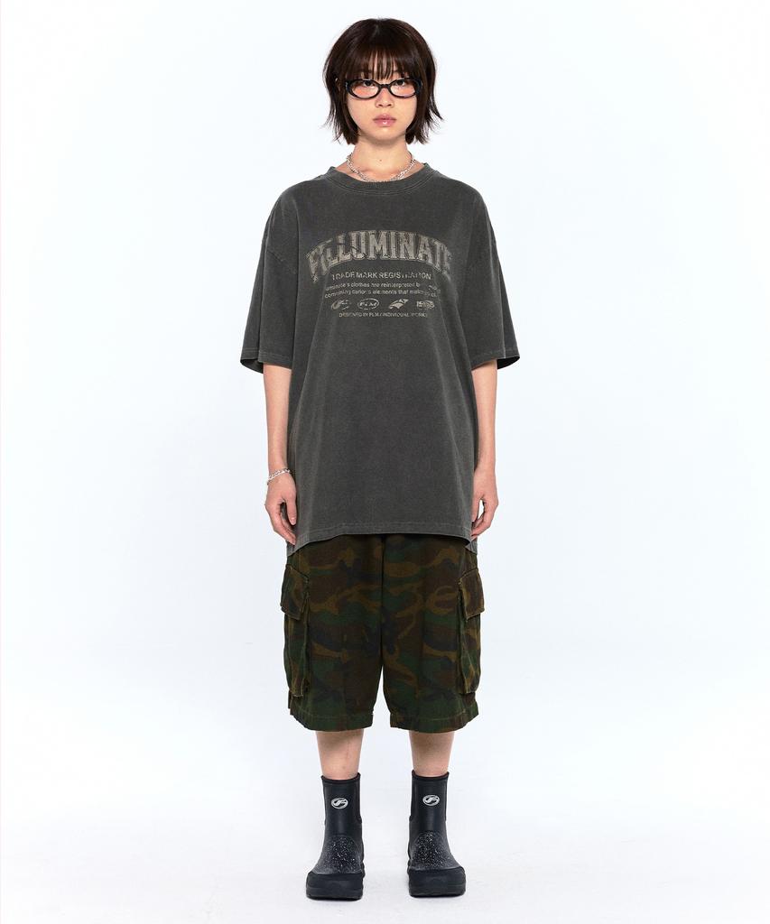 FILLUMINATE Damaged Graphic Pigment T-Shirt - Charcoal