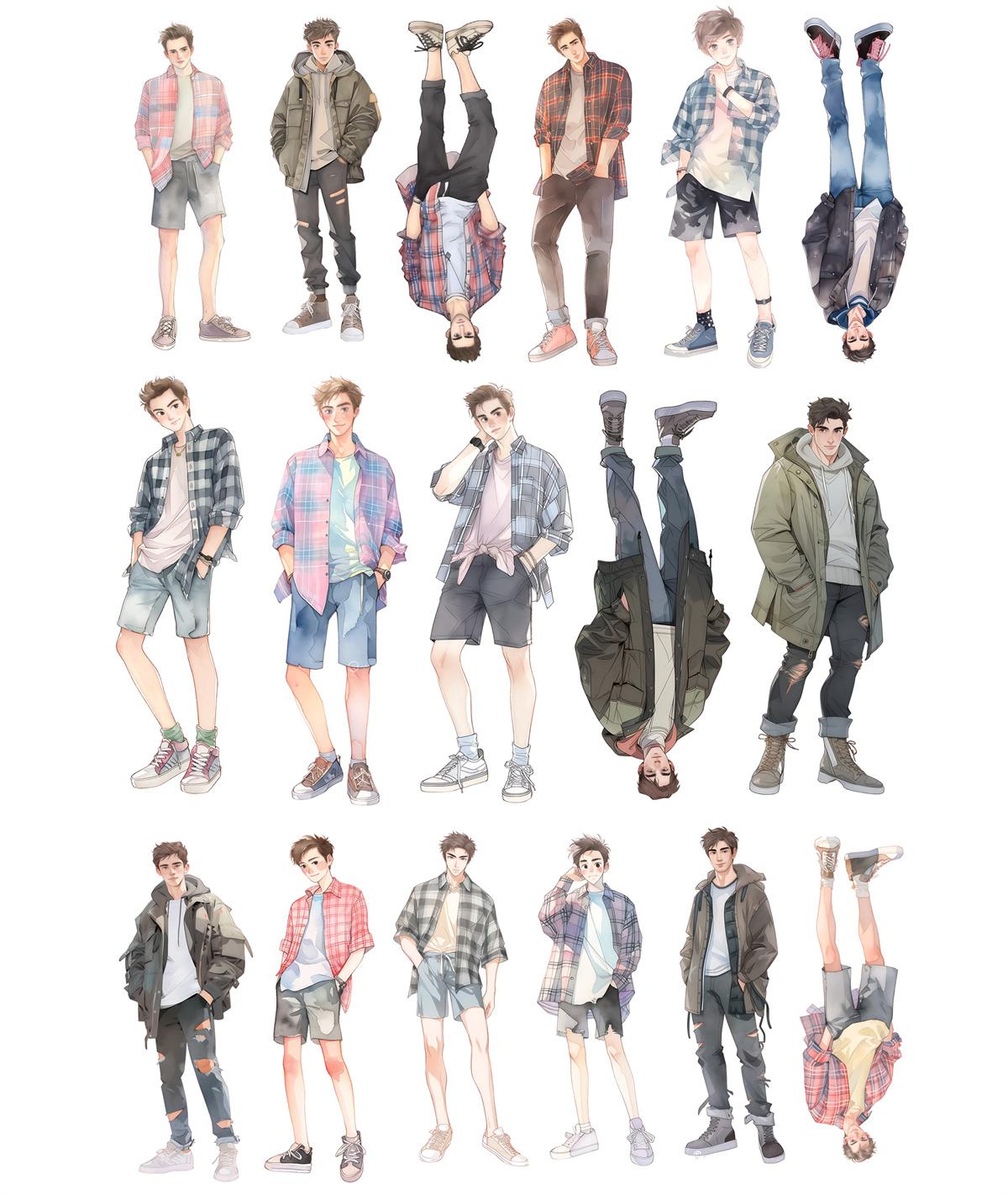 

17pcs Cute Watercolor, sunshine, handsome boy Stickers Funny Decoration DIY Scrapbooking Journal Phone Diary Album Planner білий