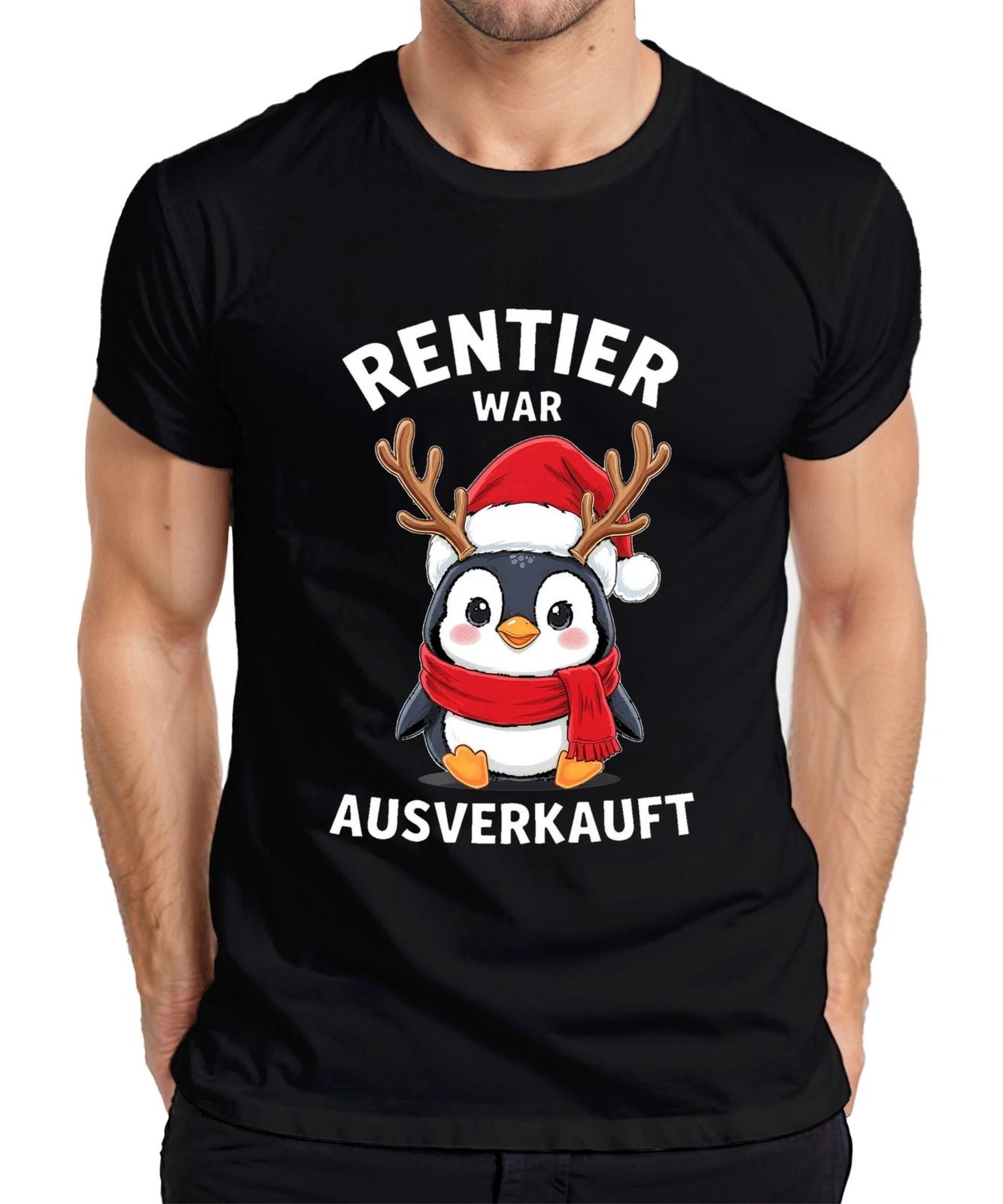Rentier war ausverkauft Weihnachten süßer Pinguin Santa Hut Herren T-Shirt M