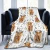 Highland Cow Blanket Natural Western Wildlife Animal Cow Cattle Pattern Landscape All Season Warm Lightweight Blankets for Sofa