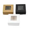 10 Pcs Square White/Kraft/Black Window Packaging Boxes, Various Sizes, Wedding Party Gifts, Handmade Soap Chocolate Flat Boxes