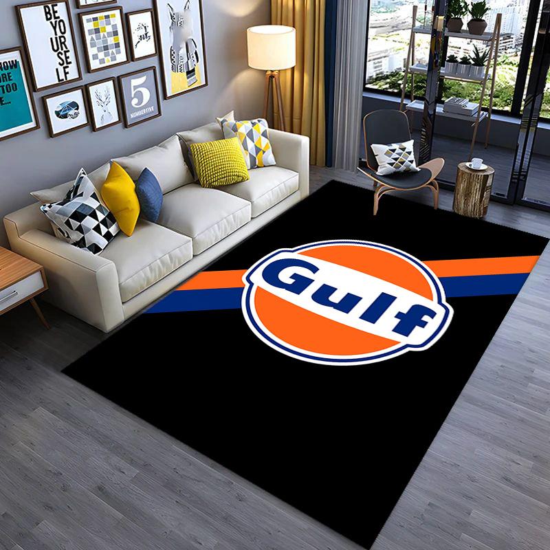 Tappeto con logo Gulf per soggiorno e camera da letto, tappetini per pavimenti, tappetino da bagno artistico, alla moda