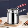 Stainless Steel Deep Fryer Pot 1.2L Mini Oil Saving Frying Pan with Basket Kitchen Cooke for for Tempura Chicken French Fries