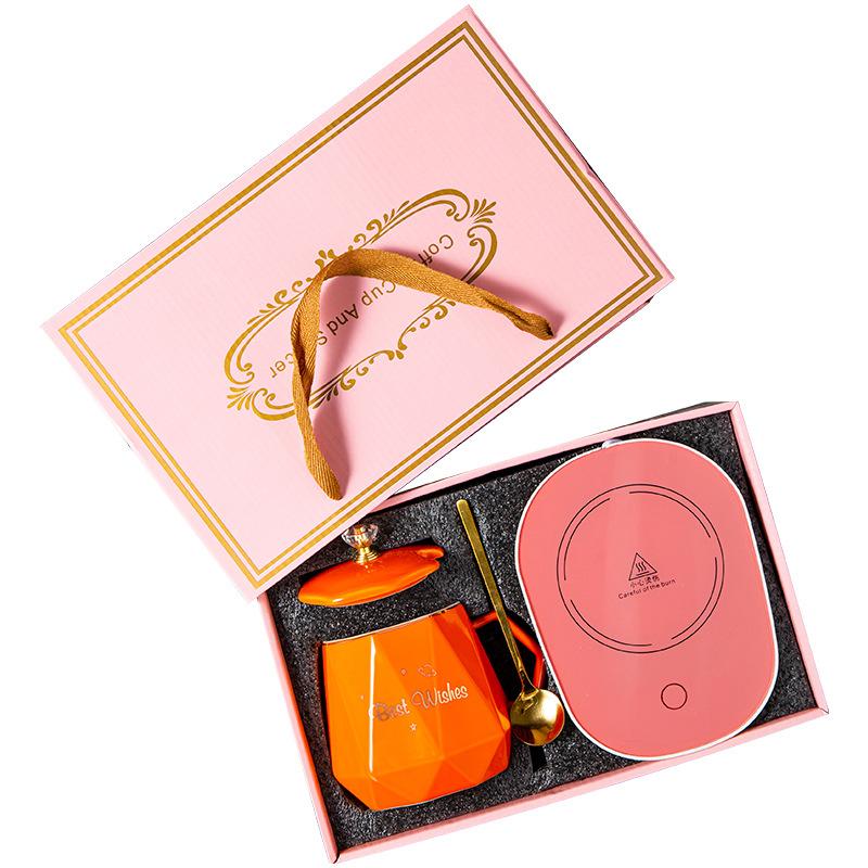 Thermostat Coaster Gift Ceramic Mug Wedding Souvenir Cup Event Water Cup with Lid