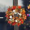 Artificial Fall Wreath for Front Door 18" Maple Leaf Autumn Wreath with Pumpkin Flower Berry for Harvest Thanksgiving Farmhouse Decor