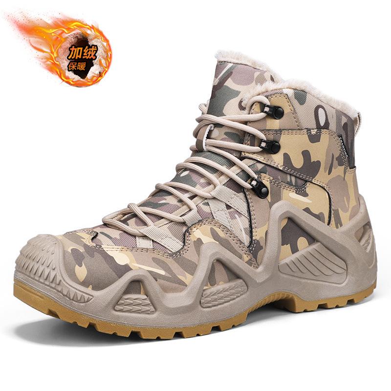 

Autumn and winter high-top men s outdoor non-slip mountaineering boots large size thick-soled Martin boots piled and thickened thermal cotton shoes 46